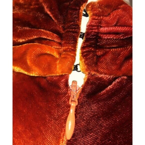 Rimini by Shaw Velvet Orange Midi Cocktail Dress - Picture 6 of 7